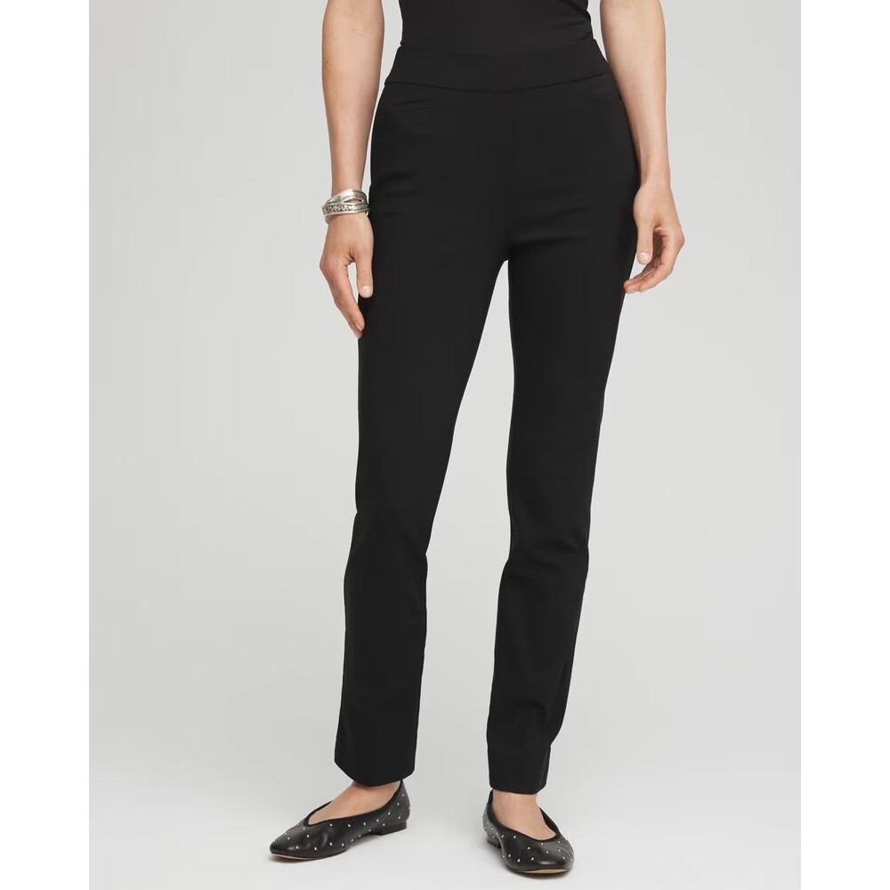 Chicos So Slimming Brigitte Slim Ankle Pants Women 2 US 12 Black Pull On Stretch